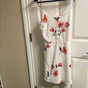 Dynamite White Slip Dress with Red Floral Print